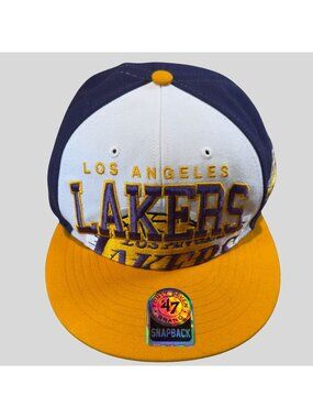 Los Angeles Lakers Men’s ‘47 Brand White Purple Gold Snapback Hat